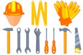 Colorful cartoon 11 handyman tools set Royalty Free Stock Photo