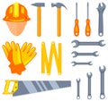 Colorful cartoon 15 handyman tools set Royalty Free Stock Photo