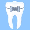 Colorful cartoon healthy tooth in brace