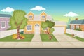 Colorful cartoon houses. Suburb neighborhood. Royalty Free Stock Photo