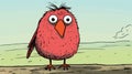 Colorful Cartoon Illustration Of A Playful Red Bird