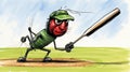 Colorful Cartoon Insect On Baseball Field: Todd Nauck Style