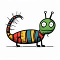 Colorful Striped Cartoon Insect On White Background Royalty Free Stock Photo