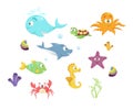 Colorful cartoon marine life Royalty Free Stock Photo