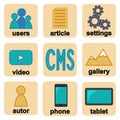 Colorful cartoon multiplatform cms elements infographic poster