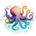 Colorful Cartoon Octopus, Made with Generative AI