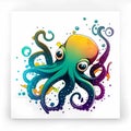 Colorful Cartoon Octopus, Made with Generative AI