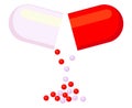 Colorful cartoon open pill medicine Royalty Free Stock Photo