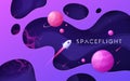 Colorful cartoon outer space background, design, banner, artwork.