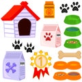 Colorful cartoon pet care 13 icon set