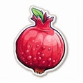 Colorful Cartoon Pomegranate Fruit Shaped Sticker - Highly Detailed Illustration