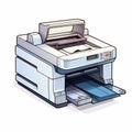 Colorful Cartoon Printer Illustration With Open Cartridge