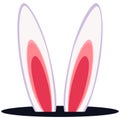 Colorful cartoon rabbit ears hole icon.