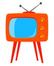 Colorful cartoon retro tv on high stand