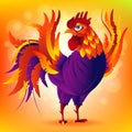 Colorful cartoon rooster, symbol of 2017 year by eastern