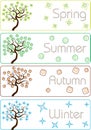 Colorful cartoon seasons trees