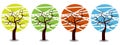 Colorful cartoon seasons trees