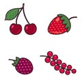 Colorful cartoon set illustration of different kinds of berries. Isolated on white Royalty Free Stock Photo