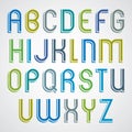 Colorful cartoon slim font, retro upper case letters