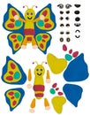 colorful cartoon smile butterfly made from plasticine and object for graphic design use on white Royalty Free Stock Photo