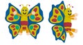 colorful cartoon smile butterfly made from plasticine on white Royalty Free Stock Photo