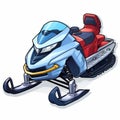 Colorful Cartoon Snowmobile Sticker With Dynamic Contrast