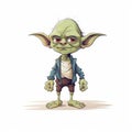 Colorful Cartoon Style Illustration Of Yoda From Star Wars