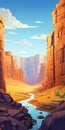 Vibrant Color Gradients: A Cartoony Canyon With Water