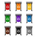 Colorful cartoon trash bins collection