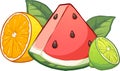 Colorful cartoon tropical fruits