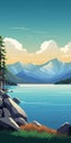 Colorful Cartoon Vector Travel Posters: Lake Tahoe