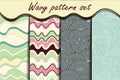 Colorful cartoon waves seamless pattern set. Royalty Free Stock Photo