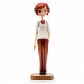 Colorful Cartoonish Female Figurine With Brown Hair