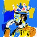 Colorful Cartoonlike Head Of King In Painterly Style Royalty Free Stock Photo