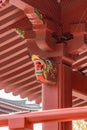 Colorful carved Baku or Zoubana(Dream Eater Tapir) at Senso-ji Kannon temple Main Hall (Honden)