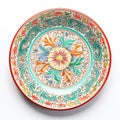 Colorful Carved Plate On White Background