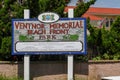 Colorful Carved wooden sign in front of the Ventnor Memorial Beach Front Park