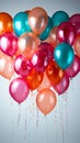 Colorful cascade an abundance of balloons against a clean white background