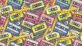 Colorful Cassette Tapes Pattern Background Royalty Free Stock Photo