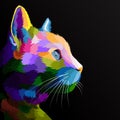 Colorful cat pop art portrait isolated decoration poster design