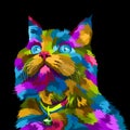 Colorful cat pop art portrait isolated premium vector