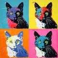 Colorful Cat Portraits: Andy Warhol Inspired 1960 Screen Print