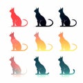 Colorful Cat Silhouettes: Vibrant Logo Series In Egyptian Iconography Style