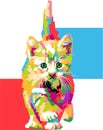 Colorful cat with wpap style