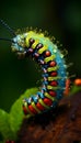 a colorful cater cater butterfly sitting on a green leaf on a brown tree branch