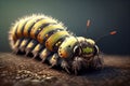 colorful caterpillar crawls on the surface - Generative AI