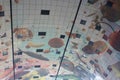Colorful ceiling of the big rotterdam market Royalty Free Stock Photo