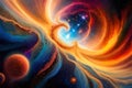 Colorful Celestial Patterns in Infinite Space. Generative AI