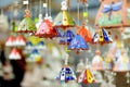Colorful ceramic decorations sold on Easter market in Vilnius, Lithuania