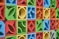 Ceramic lattice with colorful parts with geometric patterns